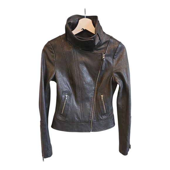 NWOT MACKAGE ARITZIA Kenya Moto Biker Black Leather Jacket - Picture 4 of 11